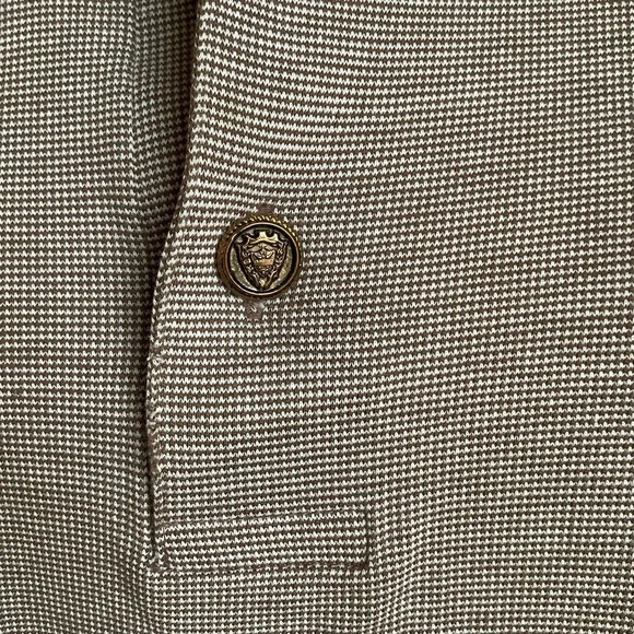 VINTAGE Brown Cotton Knit Polo Shirt Size L - Picture 6 of 14